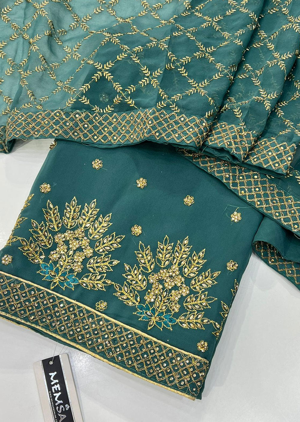 OP 2249 Green Unstitched Georgette Suit ...